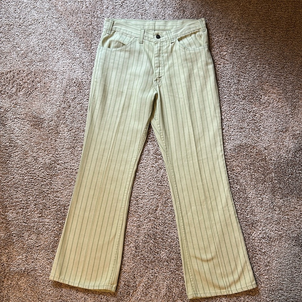 Levi's green pinstripe straight leg pants